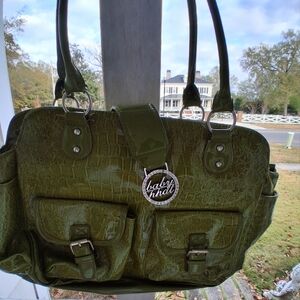 Baby Phat Olive Croc-Embossed Shoulder Bag